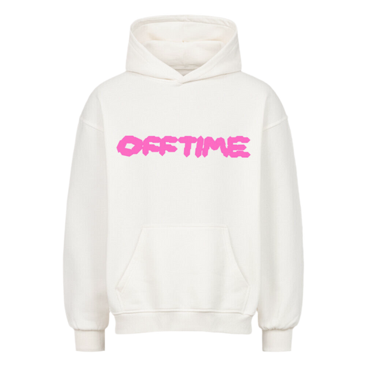 OFFTIME Oversized Hoodie White Bubblegum